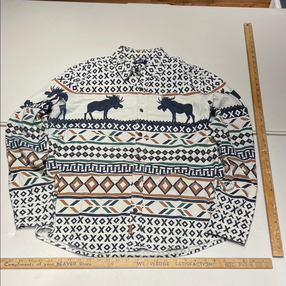 Chaps Men's size large Moose Pattern Shirt